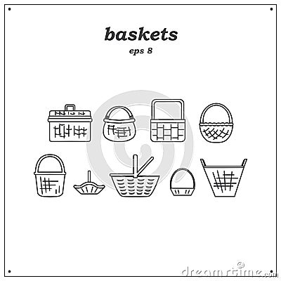 Set of baskets Vector Illustration