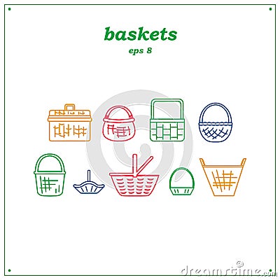 Set of baskets Vector Illustration