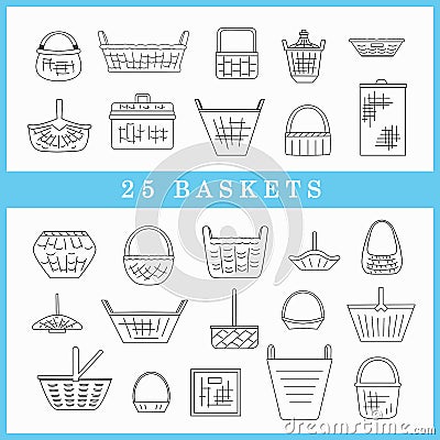 Set of baskets Vector Illustration