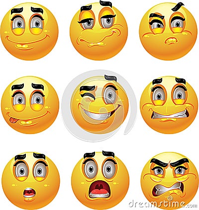 Set Of Batch From 9 Emotion Smiles Stock Image - Image: 12606141