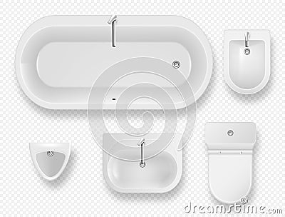 Set of bathroom equipment, modern lavatory items Vector Illustration