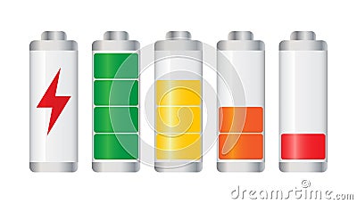 Set of battery charge level indicator. Vector illustration on white background. Vector Illustration