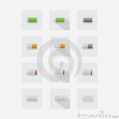 Set battery level icon Cartoon Illustration