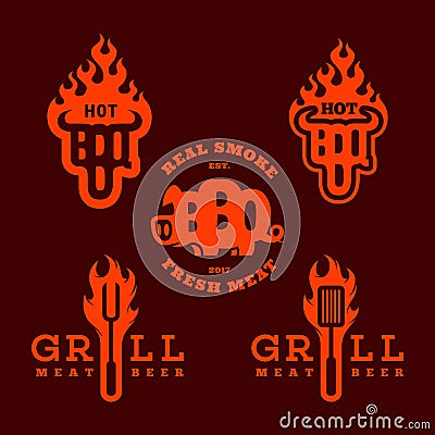 Bbq grill logos Vector Illustration