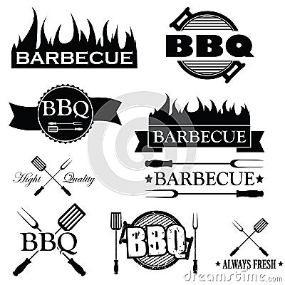 Set of bbq icons isolated on white, Vector Illustration
