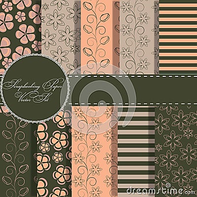 Set of beaautiful paper for scrapbook Vector Illustration