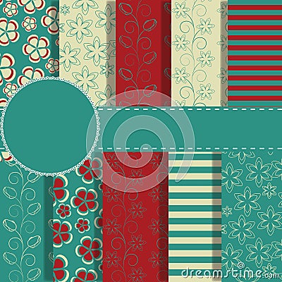 Set of beaautiful vector paper for scrapbook Vector Illustration