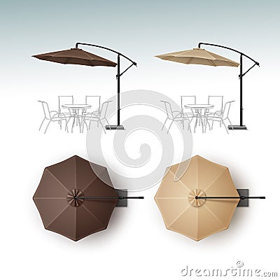 Set of Beach Cafe Bar Pub Umbrella Parasol Vector Illustration