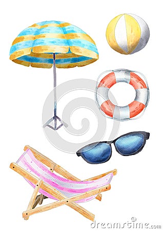 Set of beach object Stock Photo