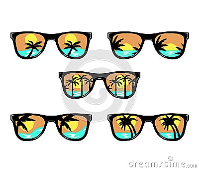 Set of beach sunglasses Vector Illustration