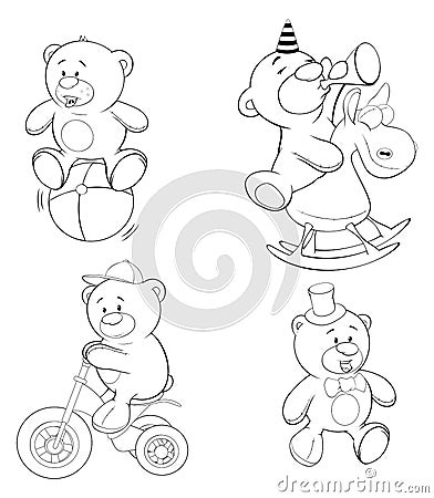 A set of bears. Coloring book Vector Illustration