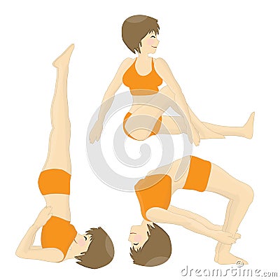 Set of beatiful girl practicing yoga postures Stock Photo