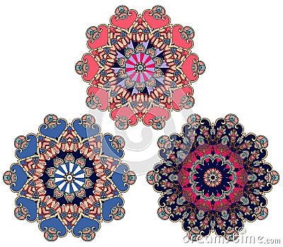 Set of beautiful flowers - mandalas. Vector illustration Vector Illustration