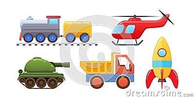 Set of beautiful logic developing colored children`s toys. Vector Illustration