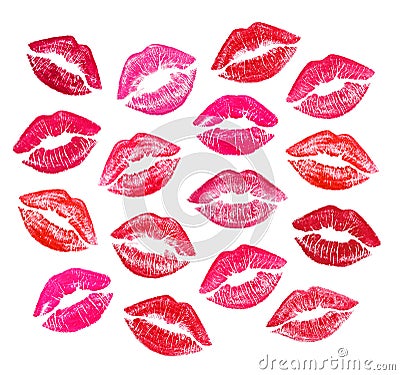 Set of beautiful red lips Stock Photo