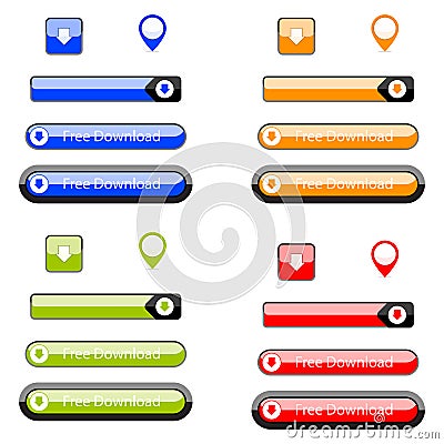 Set of beautiful shiny buttons for web site Vector Illustration