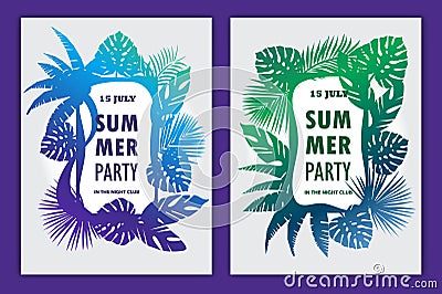 Set of beautiful tropical banners. Stock Photo