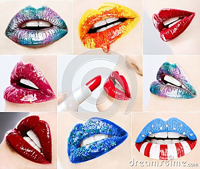 A set of beautifully made-up lips Stock Photo