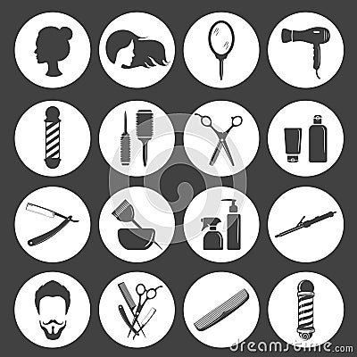 Set of beauty hair salon or barbershop accessories icons Vector Illustration