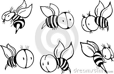 Set of bee Vector Illustration