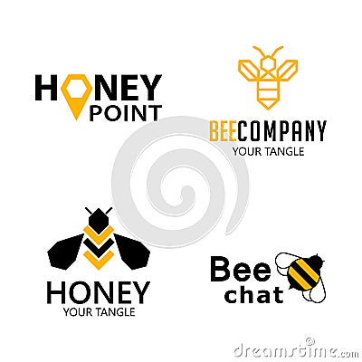 Set bee labels for honey, logo products, vector illustration Vector Illustration