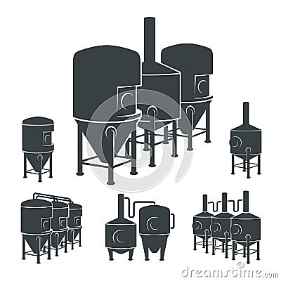 Set - beer brewery elements, icons, logos. Vector Vector Illustration