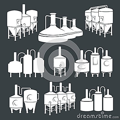 Set - beer brewery elements, icons, logos. Vector Vector Illustration