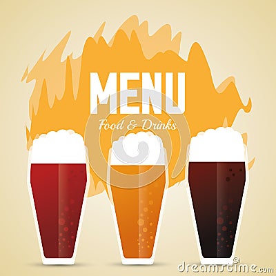 Set of beer glasses. Drink and beverage design. Vector graphic Cartoon Illustration