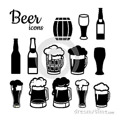 Set of beer icons Vector Illustration