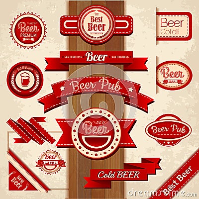 Set of beer labels Vector Illustration