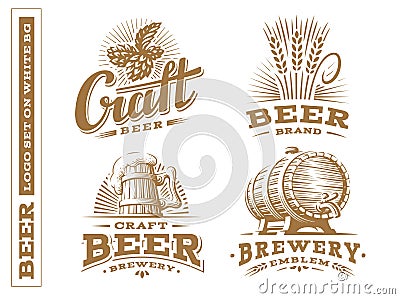 Set beer logo - vector illustration, design emblem brewery Vector Illustration
