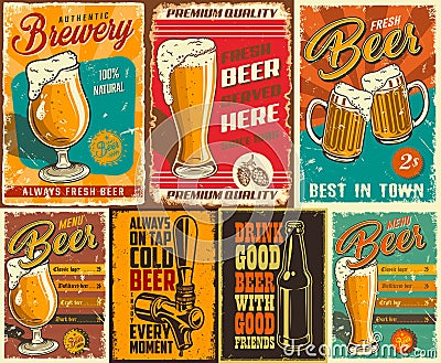 Set of beer poster Vector Illustration