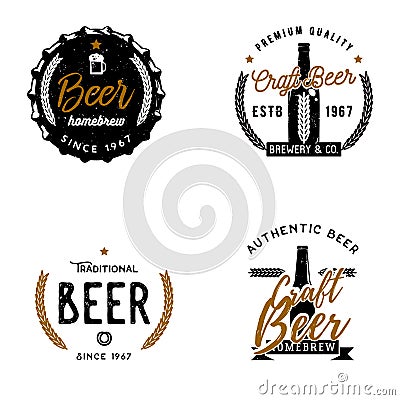 set of beer themed logos, badges, labels. Vector Illustration