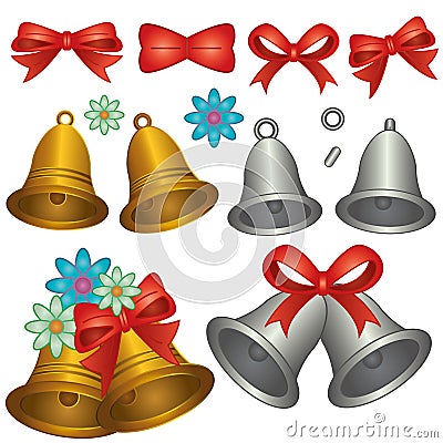 Set Bell golden and silver Vector Illustration