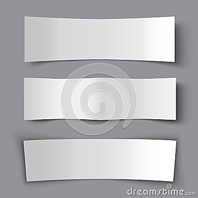 Set of Bended Paper Banners with shadows Vector Illustration