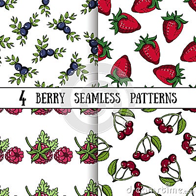 Set Berry Patterns Vector Illustration