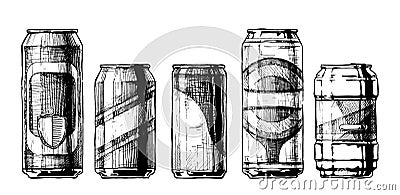 Set of beverage cans Vector Illustration