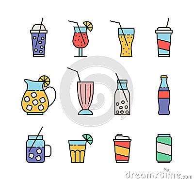 Set of beverage icons Vector Illustration