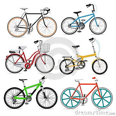Set of bicycle symbol icons. Vector Illustration
