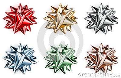 Set of big bows made of shiny ribbons Vector Illustration