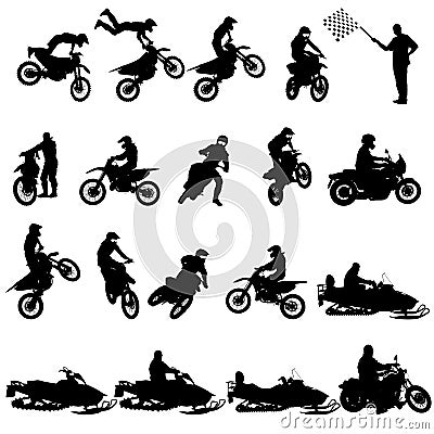 Set of biker motocross silhouettes, Vector illustration Vector Illustration