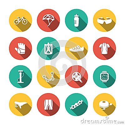 Set of Biking Icons Vector Illustration