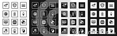 Set Binary code, Cyber security, NFT Digital crypto art, growth bar chart, Ethereum ETH, shield, and icon. Vector Vector Illustration