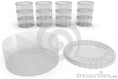 Set of Bio Plastic Salad Bowl with Four Areas inside Stock Photo