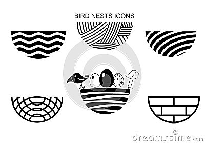 Set bird nests icons Vector Illustration