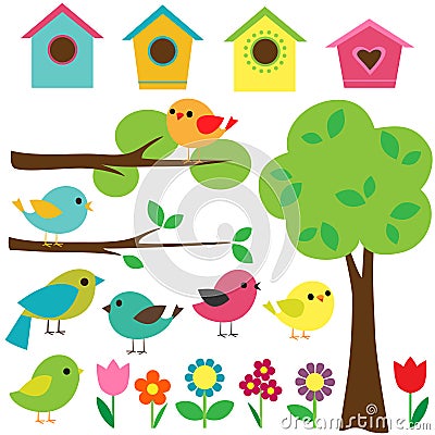 Set of birds Vector Illustration