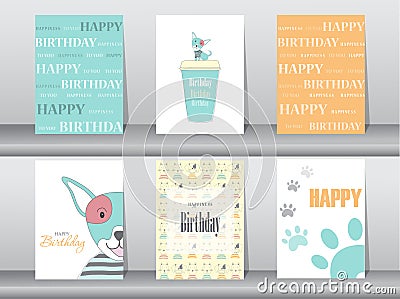 Set of birthday cards Vector Illustration