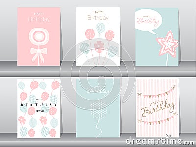 Set of birthday cards Vector Illustration