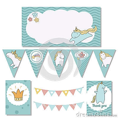 Set of birthday party elements Vector Illustration