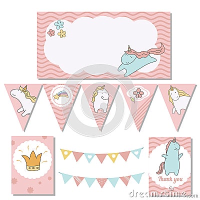 Set of birthday party elements Vector Illustration